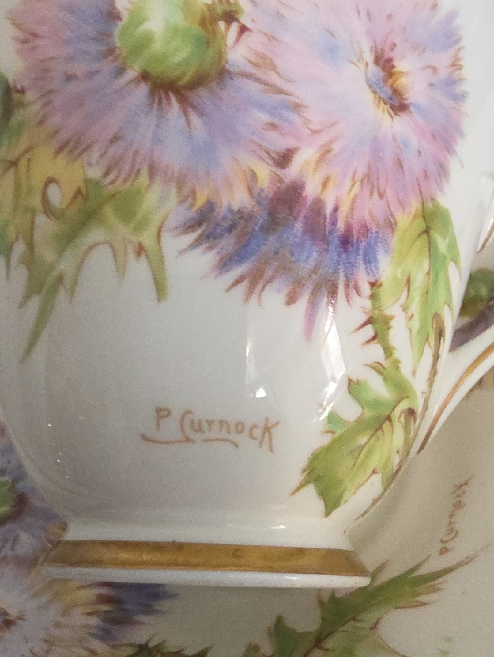 vintage Royal Doulton bone china teacup saucer set featuring the "Glamis Thistle - Picture 7 of 7